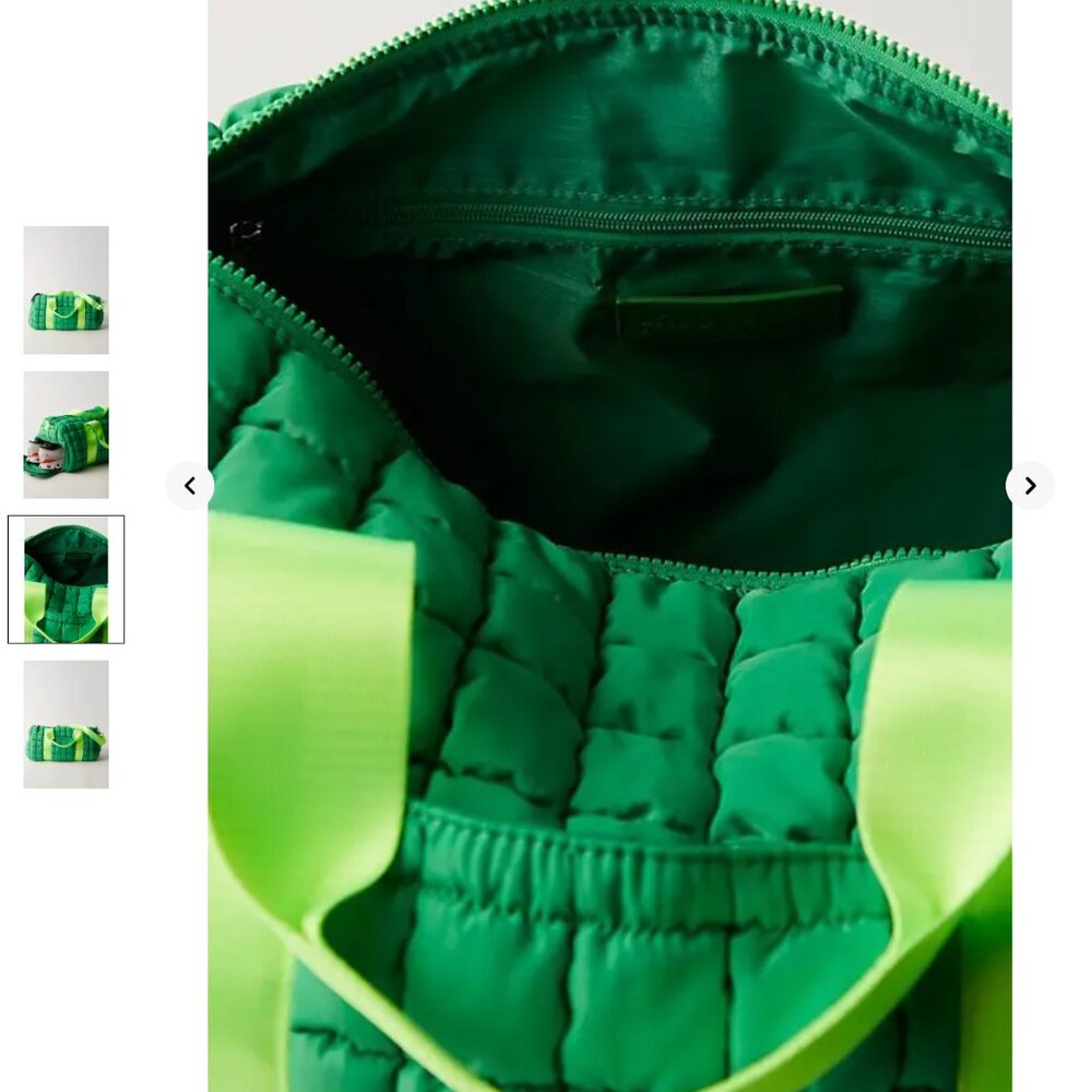 💚 Free People FP Movement Quilted Duffle Bag Kelly Green - Factory Sealed - Picture 6 of 11